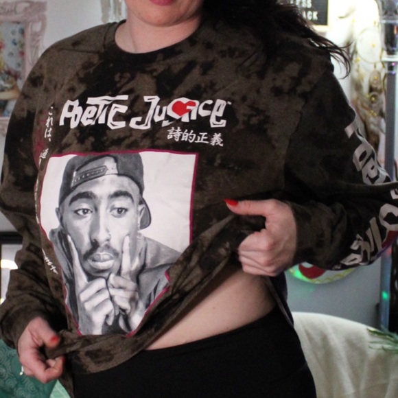 Upcycled bleached t-shirt - Tupac - Poetic Justice - Picture 2 of 6